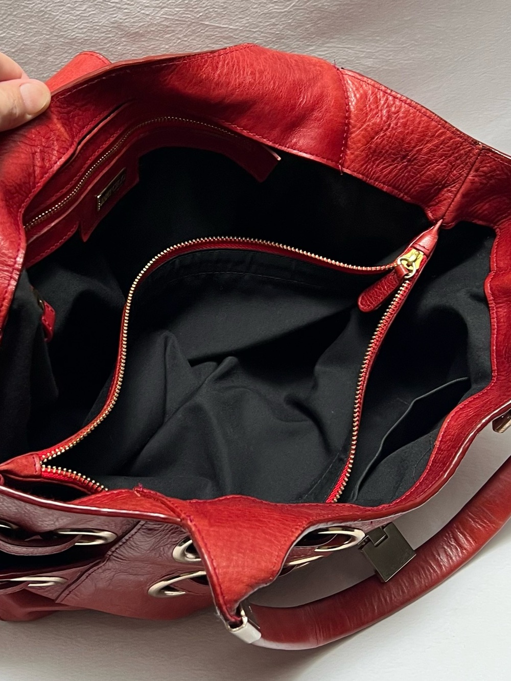 Authentic Red Leather Jimmy Choo Buckle Shoulder Bag With Dust Bag - Picture 14 of 15
